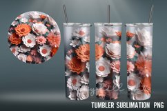3D Colorful Flowers Tumbler Sublimation PNG Product Image 2