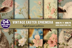 Vintage Easter Ephemera Digital Paper PNG Product Image 1