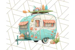 Coral and Aqua Summer Clipart PNG Pastel Tropical Icons Product Image 5