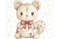 Pink Floral Stuffed Animal Clipart PNG, Cute Stuffed Animals Product Image 5