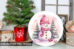 Christmas Snowman Round Sign - Snowman Round Sublimation Product Image 1