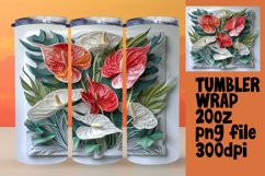 3D Floral Hole Tumbler Sublimation Wrap for 20oz Tumblers Product Image 1
