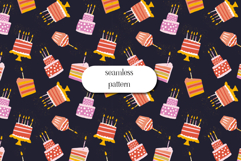 Birthday Cake Seamless Pattern Cute Party Dessert Design Product Image 1