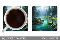 3D Mountains Coaster. 3D River Coaster Design Sublimation Product Image 1