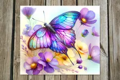 Butterfly | 4 watercolor skinny tumbler Sublimation designs Product Image 5