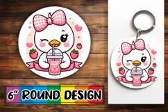 Joyful Car Coaster Round Design, Cute Goose Product Image 1