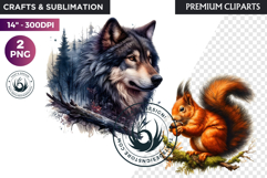 Watercolor Wild Animal Clipart, Forest Wildlife PNG Product Image 1