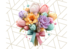Pastel Flower Bouquet PNG Clipart, Elegant Floral Art Product Image 5
