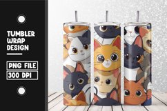 Cute cat pattern Tumbler Wrap | Sublimation | 20 oz Skinny Product Image 1