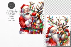 Christmas, Santa, Reindeer, JPG, Junk journal, Product Image 1