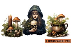 Watercolor Beautiful Woodland Witch sublimation , PNG Product Image 1