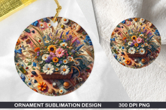 Flower Stained Glass Ornament PNG, Digital Download File Product Image 1