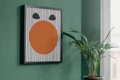 Modern Minimalist Striped Orange Circle Pillow Design Product Image 9