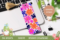 Pop Art Flowers Bookmark, Neon Flowers Bookmark Template Product Image 1