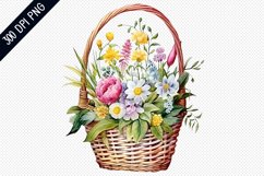 Flowers Basket Sublimation - Flowers Sublimation Design Product Image 1