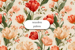 Watercolor Tulip Seamless Pattern | Vintage Floral Garden Product Image 1