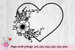 Valentine Frame bouquet branch svg, Paper cut svg Product Image 2