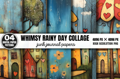 Whimsy Rainy Day Collage Journal Paper Patterns PNG Product Image 1