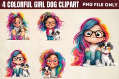 Colorful Girl Dog Clipart PNG Product Image 1
