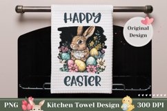 Happy Easter Towel Sublimation, Easter Bunny PNG Product Image 1
