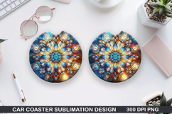 Flowers Car Coaster Sublimation|Christmas Coaster PNG Design Product Image 1
