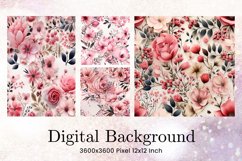 Flower Pattern Background Wallpaper Digital Paper_9 Product Image 1