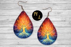 Tree of Life teardrop earring png,Tree Earrings sublimation Product Image 1