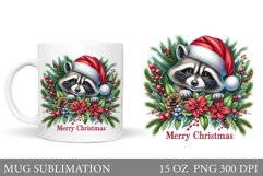 Christmas Raccoon Mug Design. Christmas Mug Sublimation Product Image 1