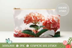 Orange Hydrangea Cosmetic Bag, Floral Cosmetic Bag Print Product Image 1