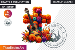 Floral Day of Dead Crosses Clipart Sugar skull PNG catrina Product Image 1