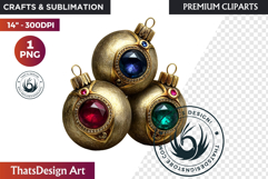 Christmas Jewel Baubles Clipart | Elegant Holiday Ornaments Product Image 1