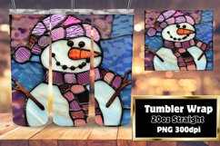 Snowman Tumbler Wrap 3D Stained Glass Design Product Image 1