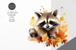 Autumn clipart, Raccoon clipart, Fall clipart Product Image 1