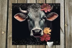 Cow & flowers | 9 Skinny tumbler Sublimation designs, JPG Product Image 9