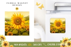Flowers Magnet Sublimation, Sunflowers Magnet Template Product Image 1