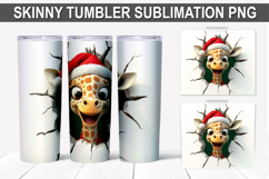 Christmas Giraffe Tumbler Wrap PNG - Festive Giraffe Design Product Image 1
