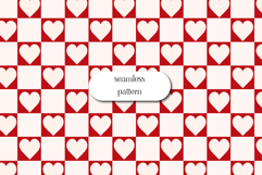 Red Checker Heart Seamless Valentine Love Pattern Product Image 1