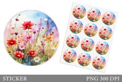 Flowers Sticker Template. Wildflowers Sticker Design Product Image 1