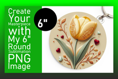 Charming Round Design Keychain Template , 3D Flower Product Image 1