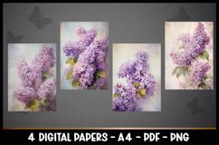 4 Digital Papers Vintage Lilac Flowers I Planner Pages A4 Product Image 2