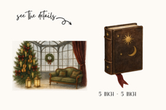 Dark Academia Christmas Clipart Set 51 PNG Elements | Gothic Product Image 9