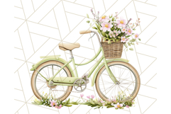 Bicycle with Flowers PNG, Pastel Spring Floral Bike Clipart Product Image 5