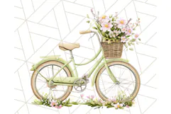 Bicycle with Flowers PNG, Pastel Spring Floral Bike Clipart Product Image 5