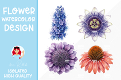 4 Watercolor Flower Heads Product Image 1