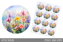 Wildflowers Sticker Design. Floral Sticker Template Product Image 1