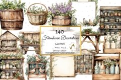 Rustic chic Farmhouse clipart bundle, watercolor farmhouse Product Image 5