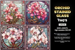 Stained Glass Orchid Square Coaster - 04 Variations Product Image 1