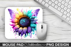 Magical Purple Cyan Sunflower Sublimation Mouse Pad Design Product Image 1