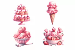 Valentine's Day Foods watercolor clipart Product Image 9