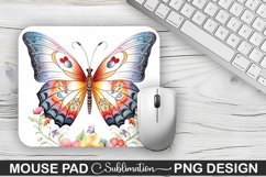 Rainbow Butterfly and Flowers Sublimation Mouse Pad Design Product Image 1